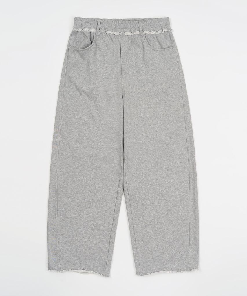 TOFFEE Cutoff Wide Sweatpants (Melange Grey)