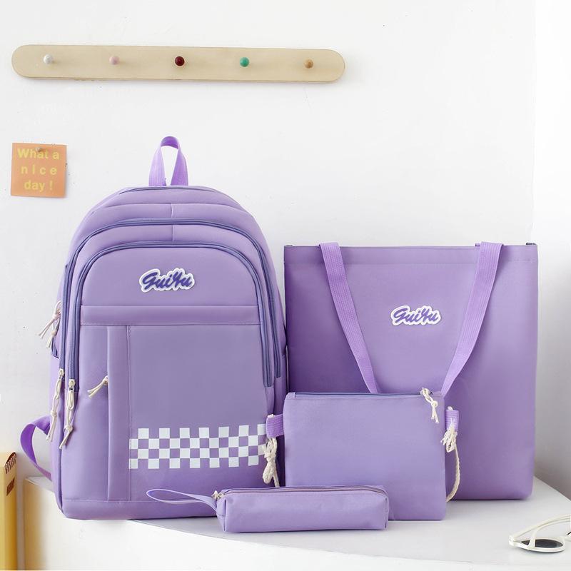 

Новый повседневный модный школьный рюкзак, милый рюкзак для девочки с высокой стоимостью, большой вместимости, для учеников средней школы, рюкзак для репетиторства фиолетовый