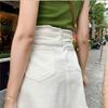 Vintage Raw Edge jeanskjol Dam 2024 Sommar Ny Svart Vit Hög midjeväska Hip Minikjol Street Trend Sexig minikjol