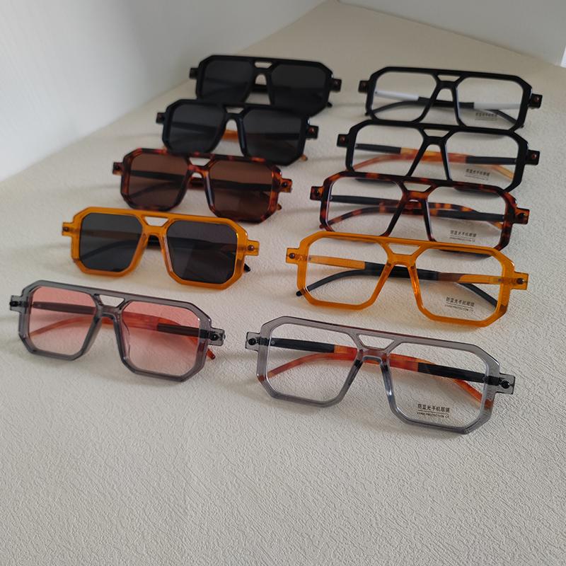 

10 Piece Set Glasses Fashion Double Bridges Men Women Sunglasses Designer Vintage Stitching Color Eyewear Accessory