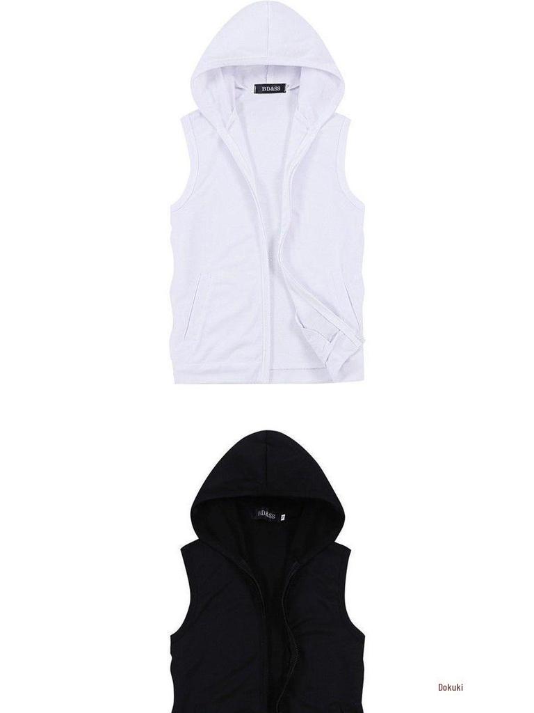 Men's Slim Fit Hooded Sleeveless Vest - Spring/Autumn, Plus Size, Lightweight Fitness Cardigan