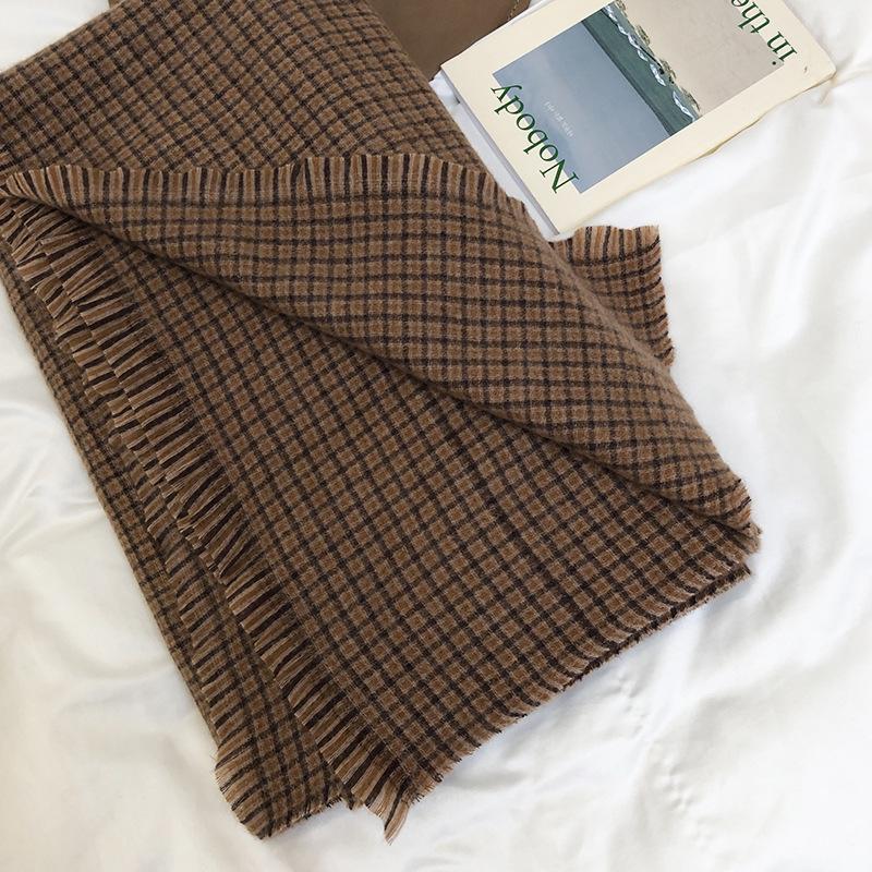 

Зимний Модный Двусторонний Шарф для Женщин Инс Корейский Стиль Универсальный Теплый Маленькая Клетка Имитация Кашемира Мягкий Большая Шаль Широкий Шарф 175*83cm