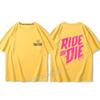 Ride Or Die Letter Print Bavlněné tričko Móda Značka Krátký rukáv Topy Unisex Ženy Léto 2023 Nová cool trička Volné Unisex oblečení