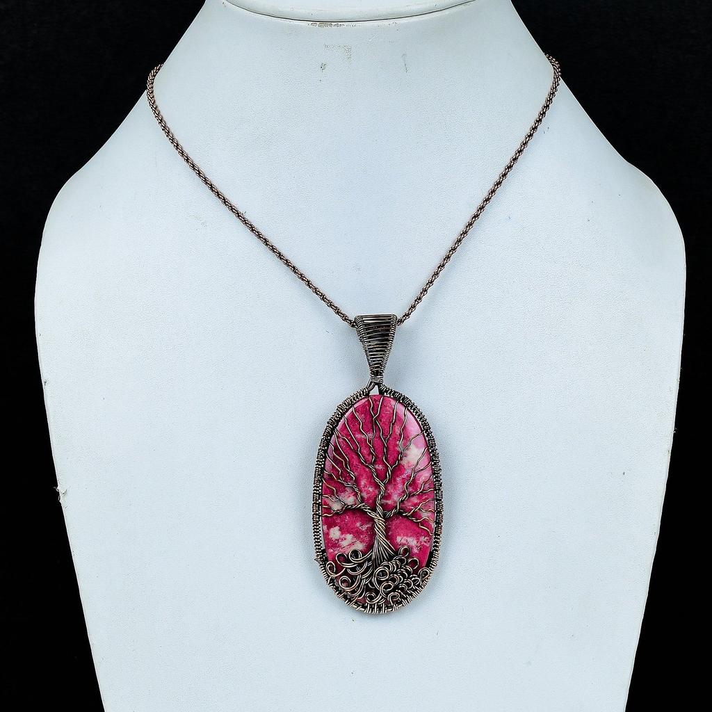 Thulit Anhänger, 999 Kupferdraht Wicklung Anhänger Edelstein Schmuck, Handgefertigter Anhänger Erstaunlicher Schmuck, Geschenk Für Sie