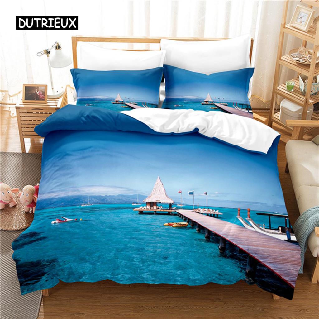 Beautiful Seaside Bedding Set Duvet Cover Set 3d Bedding Digital Printing Bed Linen Queen Size Bedding Set Fashion Design