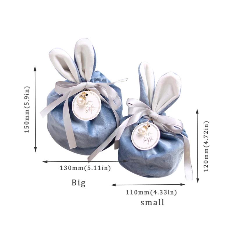Velvet Easter Bunny Rabbits Bags Cute Bunny Gift Packing Bags Dropshipping Rabbit Chocolate Candy Bags Wedding Birthday Party