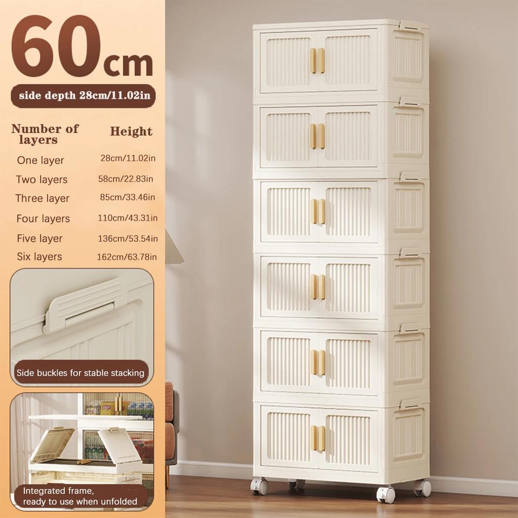 Skládací úložná skříňka 1-6 polic s kolečky Velkokapacitní úložná skříň Úložný box Organizér na oblečení Úložný kontejner