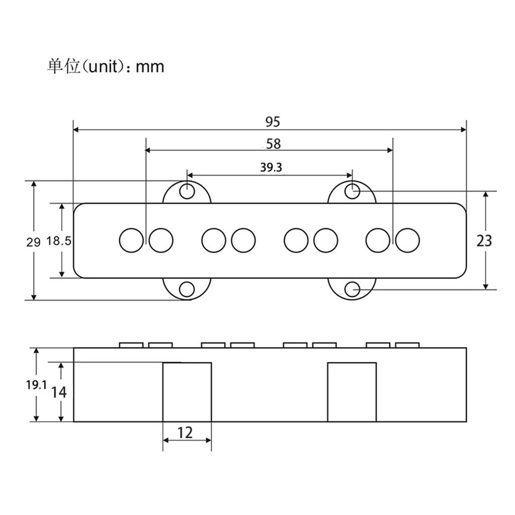 FLEOR Open Style Vintage Alnico 5 Jazz JB Bass Pickup Fiber Bobbin For 4 Strings Bass,Neck or Bridge Pickup