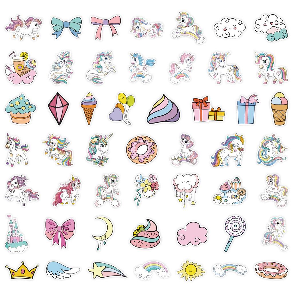 50 Unicorn Graffiti Waterproof Stickers for Suitcases, Cars, Notebooks, Skateboards, and Phones