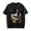Cool Bulldog With Headphones Graphic Casual Loose Fit Top Pure Cotton T-shirt