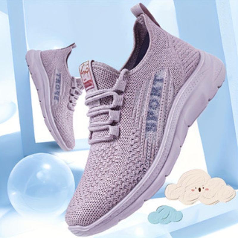 Damen Plus Size Strick-Mesh Freizeit-Sneaker, Leichte Atmungsaktive Sportschuhe