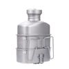 Titanium Canteen Mess Kit with Water Bottle Ultralight Portable 1100ML Pot with 750ML and 400ML Stackable Cups for Outdoor Camp Pot,