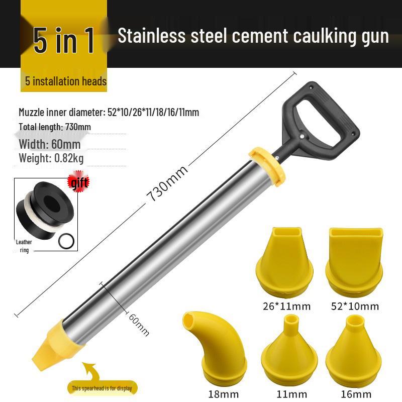 Stainless Steel Cement Mortar Caulking Gun & Grouting Syringe for Doors and Windows
