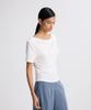 RE RHEE Draped Half-Sleeve Top White