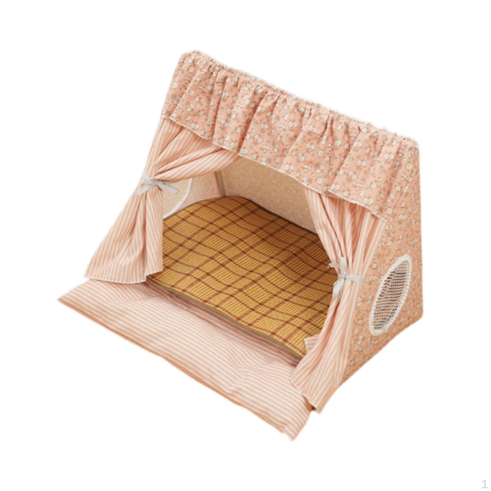 

Палатка для кошек, домик для питомцев, вигвам, кровать для домашних животных, креативная, моющаяся, пещера с занавеской на двери, переносная кровать для собак розовый