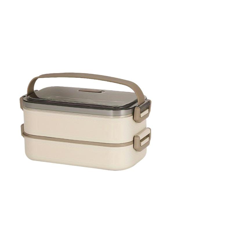 2-layer insulated tropical handle stainless steel lunch box simple bento box worker student cafeteria packaging container 2340₽