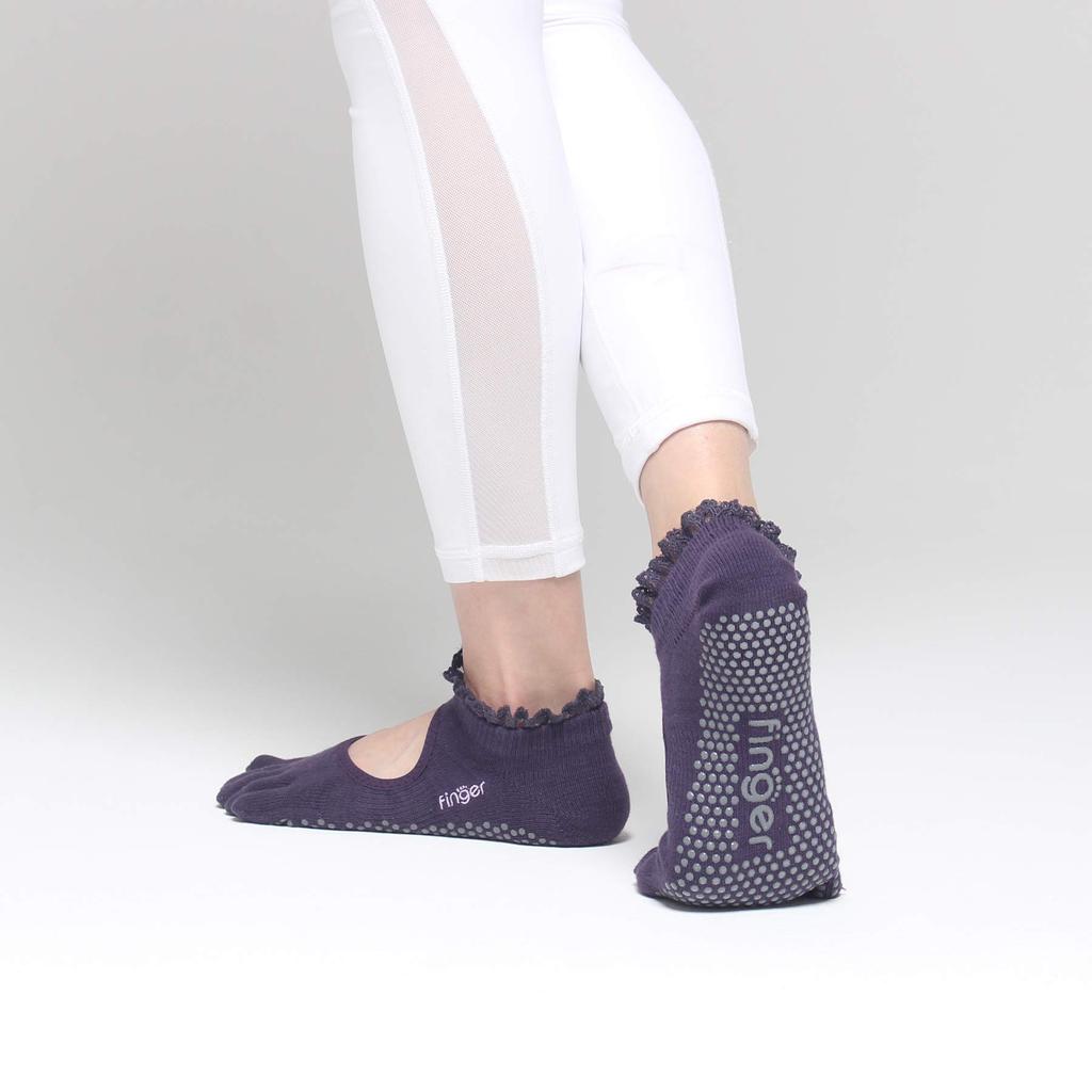 Yoga Yoga Wear Swan Deep [Finger] Women's Five-Toe Socks, Ballet, Pilates, Non-Slip, (Sizes 22.0-24.5 cm, - Purple)
