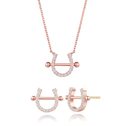 

Ожерелье с подвеской в виде подковы с бриллиантами 5A класса CZ, серьги, комплект из арфы, подковы, свадебная церемония, покачивающееся серебро, розовое золото, кубический цирконий Все товары