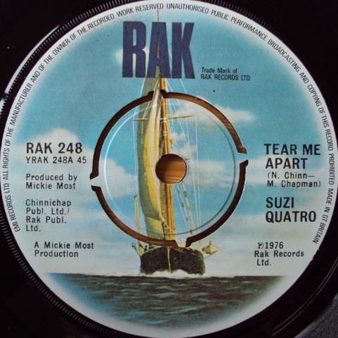 7inch Record SUZI QUATRO - Tear Me Apart RAK248 RAK 1976 UK Rock Used