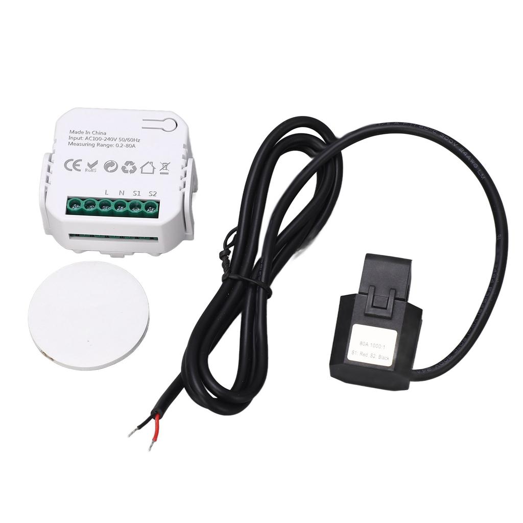WiFi Energie Monitor Einphasen Smart Stromzähler mit Klemme Stromverbrauch Monitor 100‑240VAC