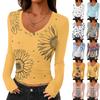 Women's Casual Fashion Deep V Neck Slim Cropped Retro Printed Outing Top