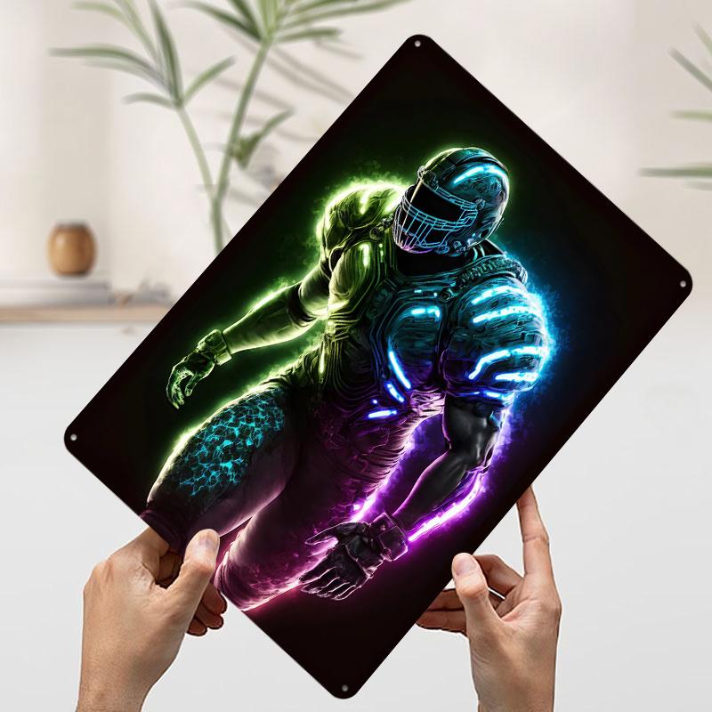 Football Player Metal Poster Customized Wall Art Retro Vintage Tinplate Signs for Man Cave Decoration Home Decor Accessories