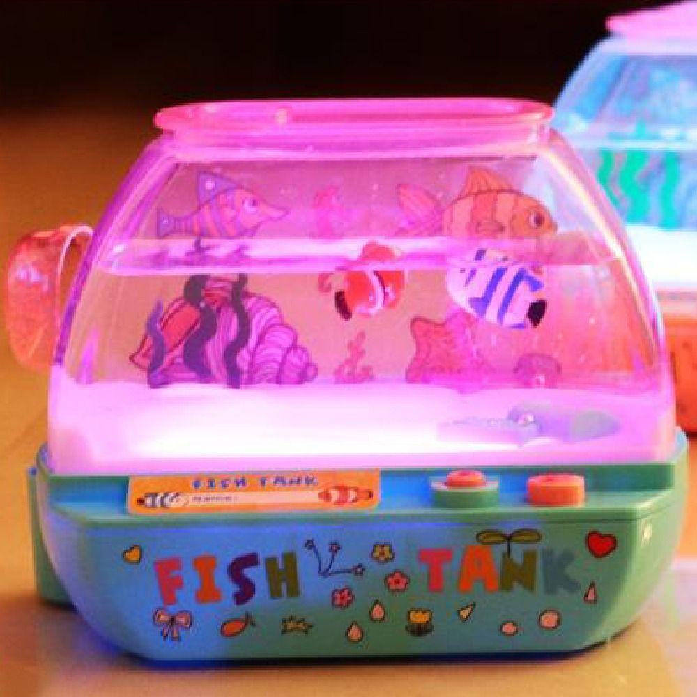 Creative Artificial Aquarium Cartoon with Music and Light Mini Simulation Fish Tank Electric Funny