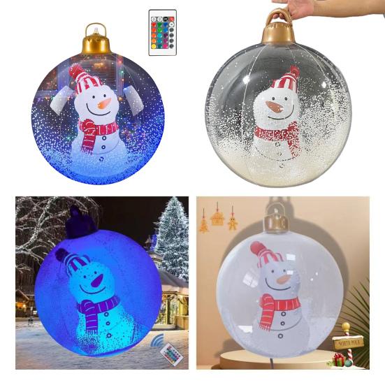 Boule de Noël Gonflable Transparente avec Lumières Décoration de Noël Extérieure en PVC Ornement Flocon de Neige Rempli de Mousse Fausse Boule de Cristal pour Décor Festif
