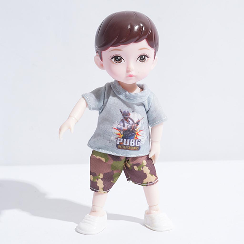 One Piece 6 Inches Cute Baby Dolls, Boy Model 13 Movable Joints Plastic Painted Eyes, For Children Girl Birthday Gift Toys