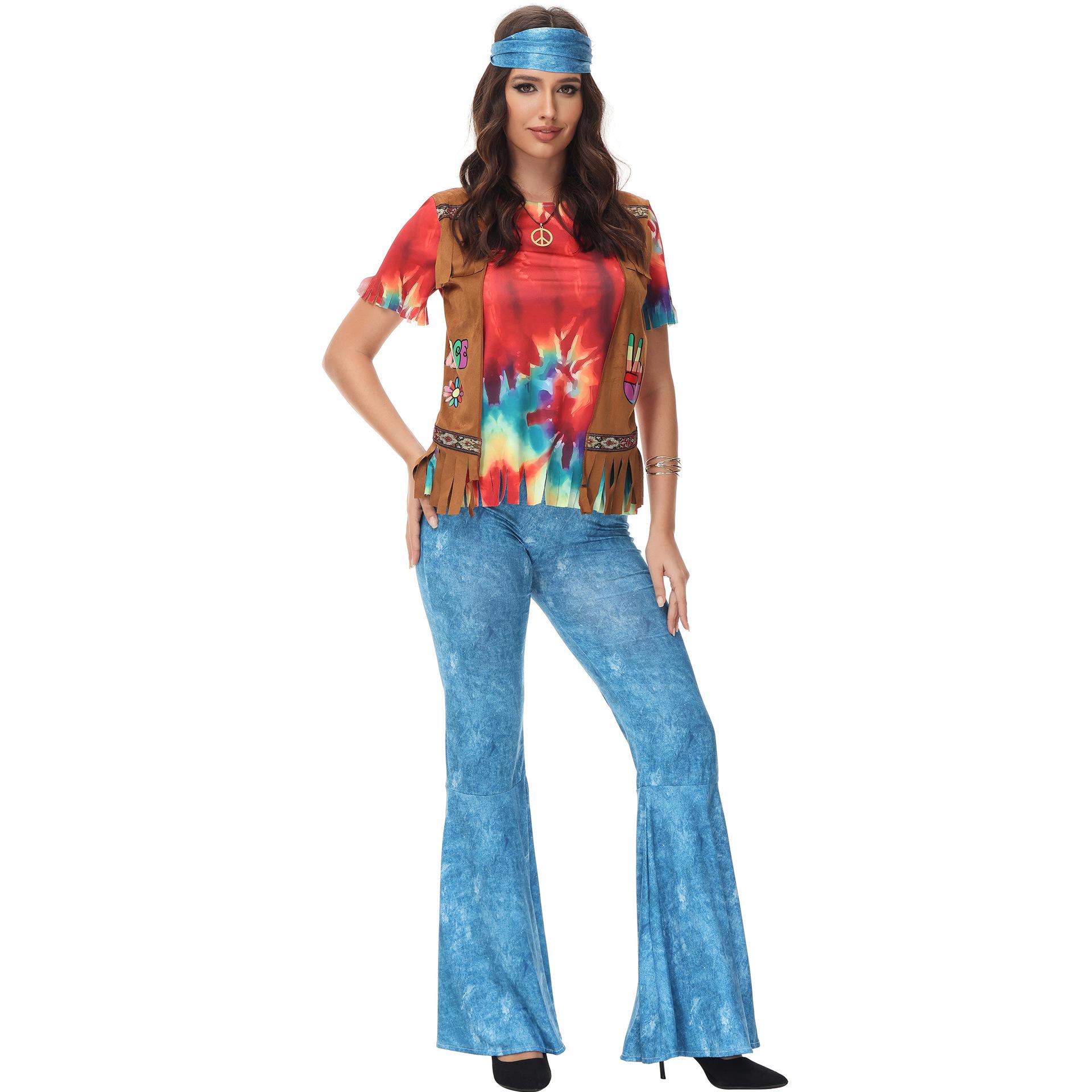 

M-XL костюмы для дискотеки на Хэллоуин, сценические костюмы хиппи, примитивные индейские костюмы хиппи M