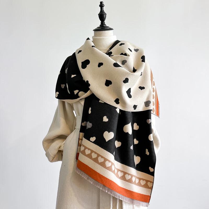 Cute Korean Style Double-Sided Heart Pattern Scarf