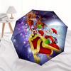 Santa Claus Christmas Sleigh Reindeer Decorative StickerUmbrella, Portable 3-Fold Compact Umbrella,Christmas Gift ES413