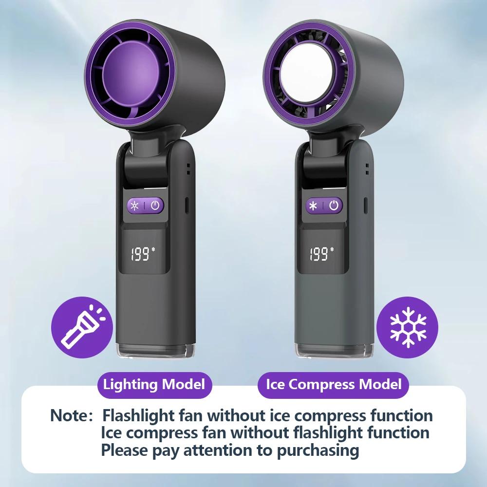 Mini Handheld Turbo Fan Foldable Design 1-199-Speed Wind 4000mAh Rechargeable Digital Display Protable Pocket Fans for Outdoor