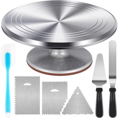 Aluminium Cake Turntable Set with Revolving Cake Stand for Cake Dessert Making Cake Decorating Accessories Baking Tools
