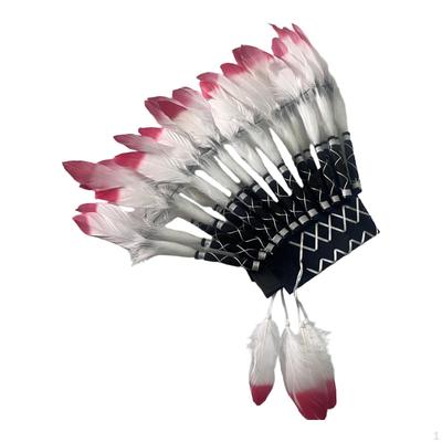 Indian Hat Artificial Feather Headdress Headband Photo Props for Show Dance