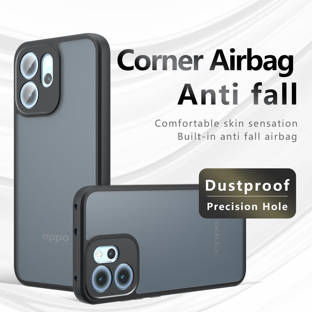 Für Oppo Reno14 F 5G Hülle Hautgefühl TPU+PC Matt Handyhülle,Transparent Schwarz