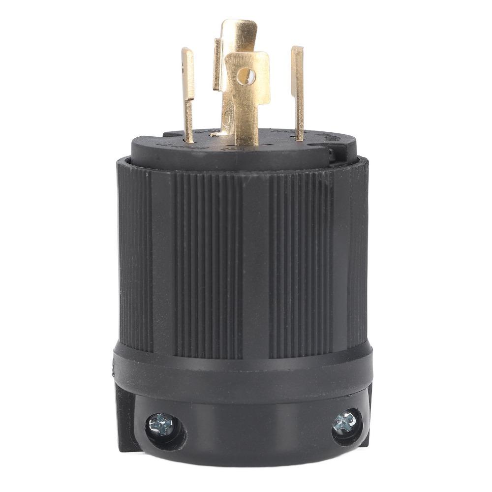 30A 250V NEMA L15-30P Plug 3 Pole - 4 Wire Twist Locking Locking Plug Heavy Duty Industrial Grade Generator Connector Appliances marrone