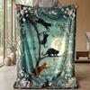 Neon Cats In Space Theme Blanket Lightweight Warm Flannel Blanket Decorative Throw Blanket for Home Decoration