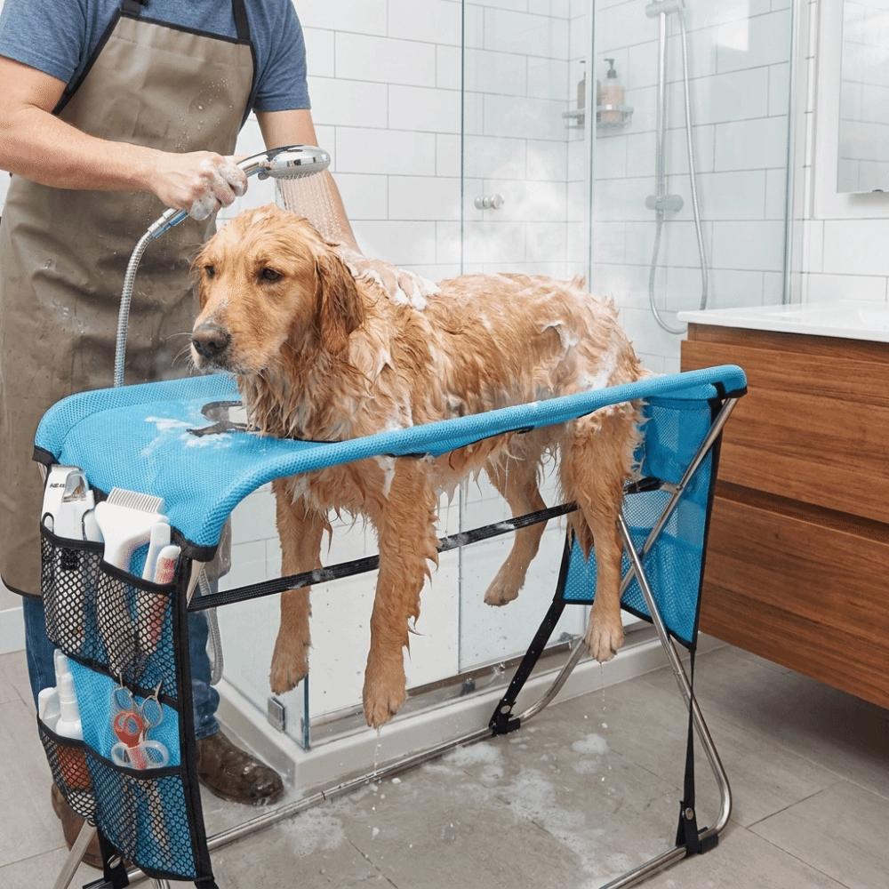 Anti-Scratch Pet Bathing Rack Quick Dry Mesh Dog Grooming Table Nail Trimming