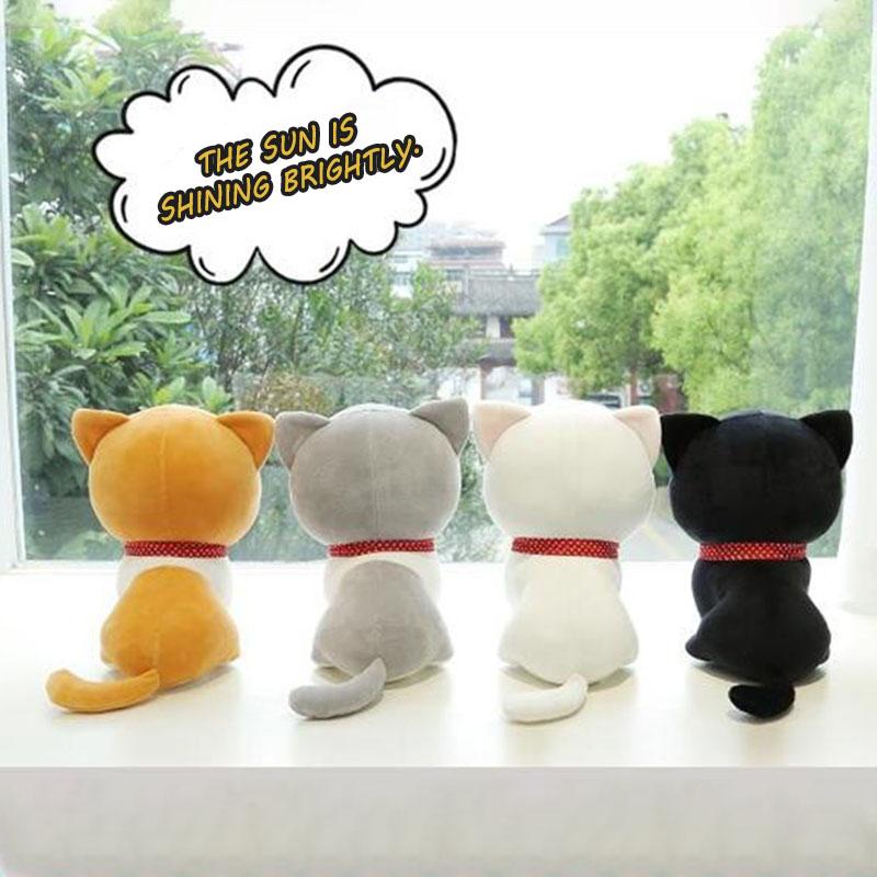 Cartoon Cat Plush Doll Cute Stuffed Kitten Rag Toy Elastic Soft Sofa Cushion Bedside Gift For Kids Girls 24cm