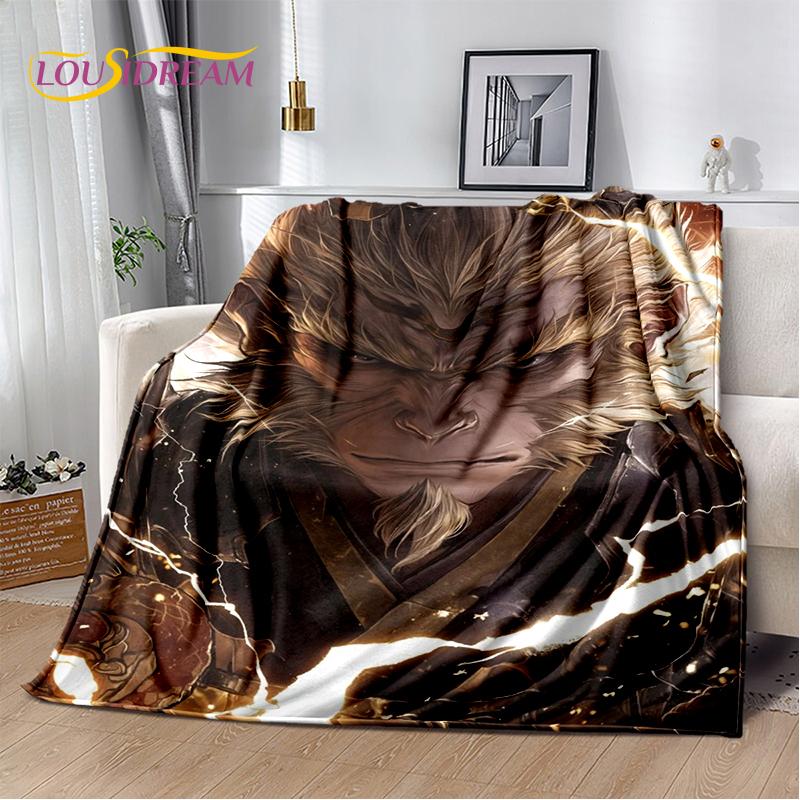 3D Black Myth Wukong Monkey King Cartoon Game Soft Blankets,Throw Blanket Comfortable Blanket for Picnic Beds Sofa Home Bedroom