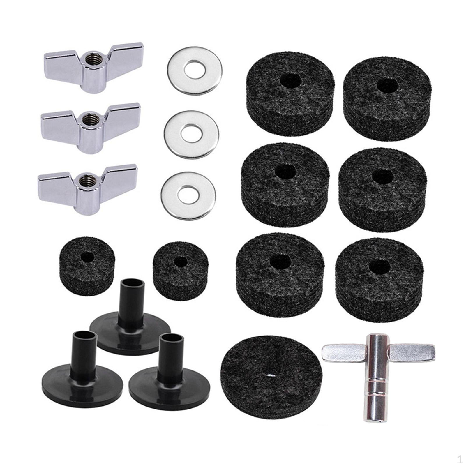 

19 Pieces Cymbal Replacement Accessories Stand Felts Sleeve for Performance чёрный