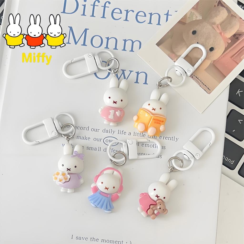 Kawaii Miffy Rabbit Keychain Cute Outfit Miffy Rabbit Keychain Cute Girlish Cartoon Student Bag Best Friend Gift