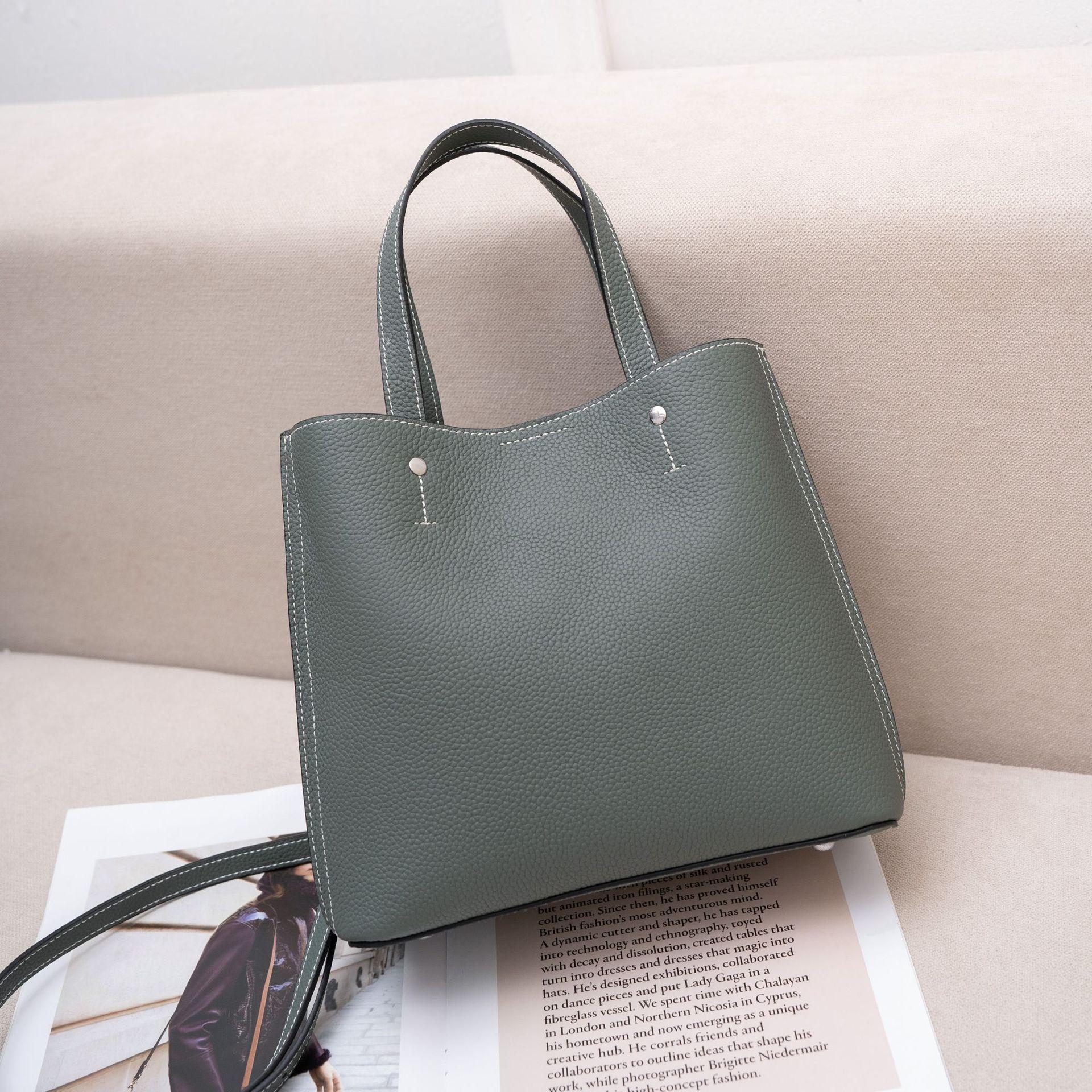 

Женская сумка через плечо из коровьей кожи, большая вместимость, женская модная простая сумка-тоут, практичная сумка для поездок на работу, с несколькими отделениями, мягкая