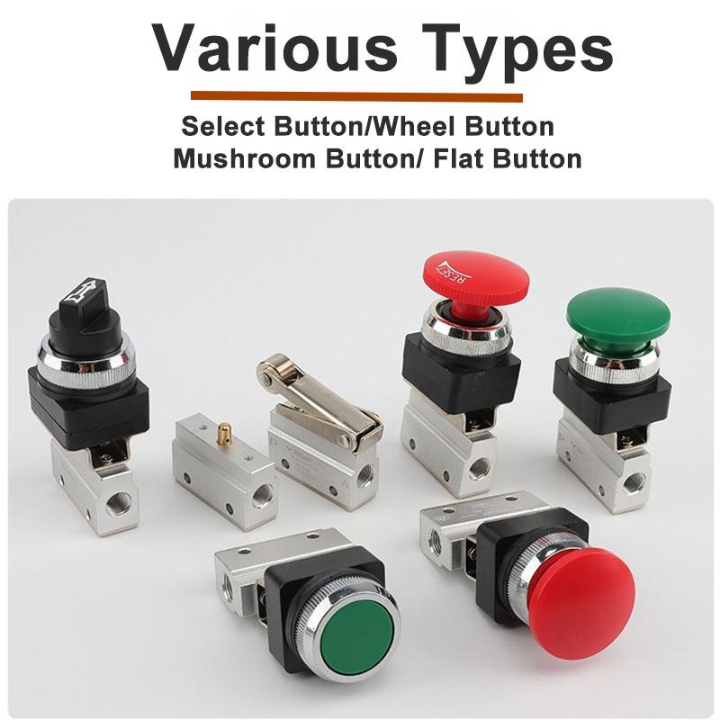 1PCS Push Button Pneumatic Mechanical Valve MOV-01 MOV-02 MOV-03 MOV-03A Manual Valve Air Switch Control Valve Momentary