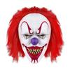 Scary Halloween Clown Masque with Red Hair Full Head Adult Evil Joker Latex Masque for Halloween Party Cosplay Masquerade Costume