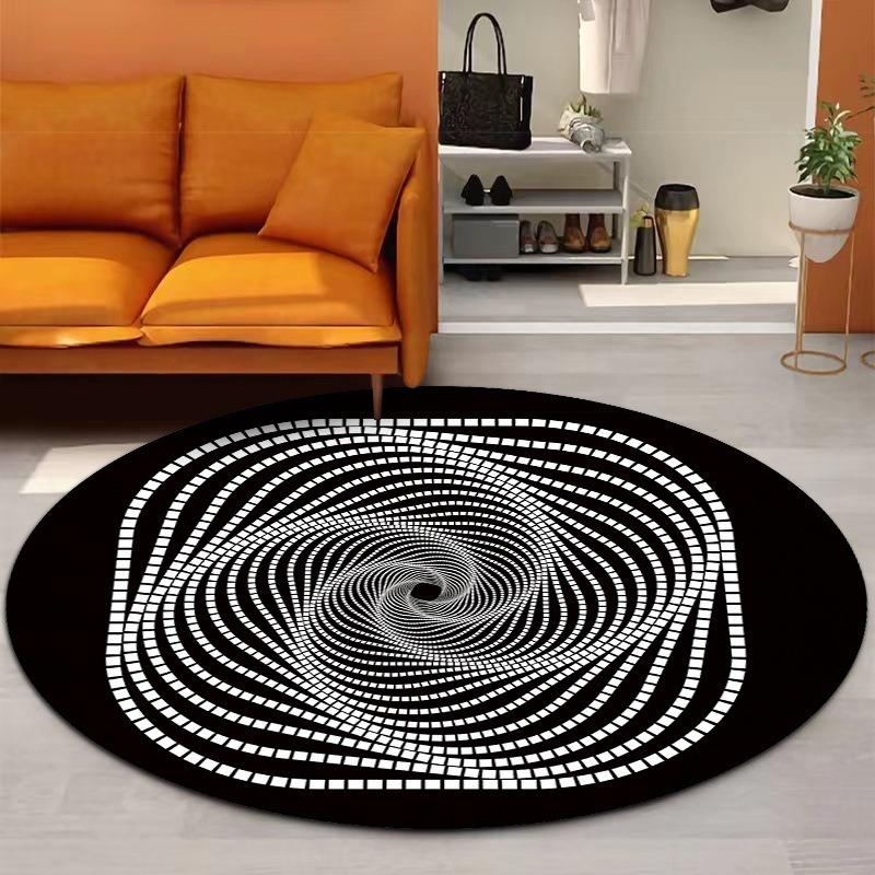 3D Optical Illusion Pattern Carpet Spiral Vortex Design Living Room Mat Modern Creative Home Decor Non-Slip Rug Multiple Sizes