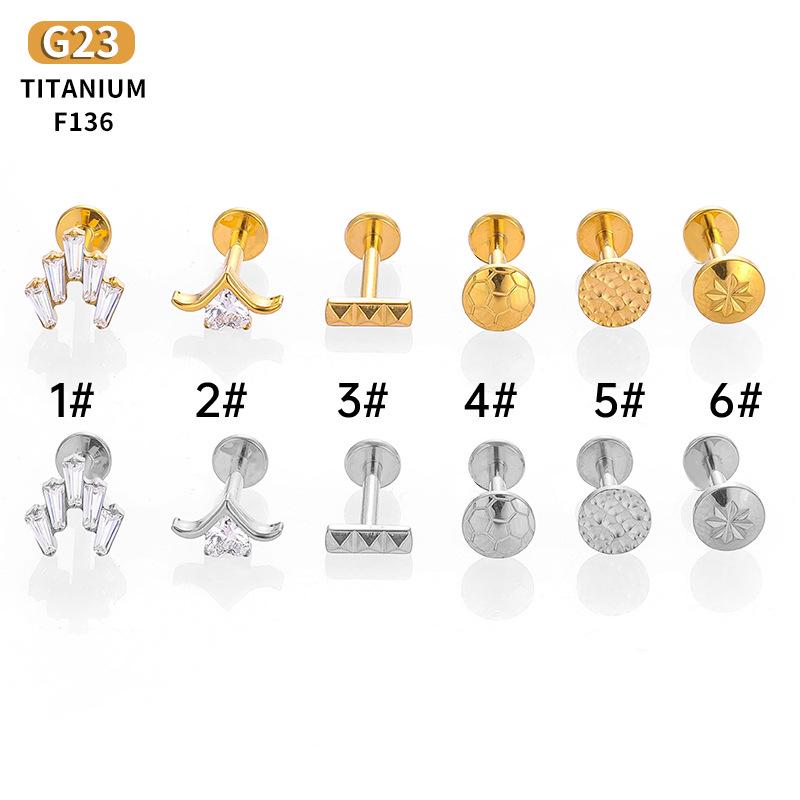 Titanium Zirconium Flat End Bar Ear & Lip Stud Piercing Jewelry