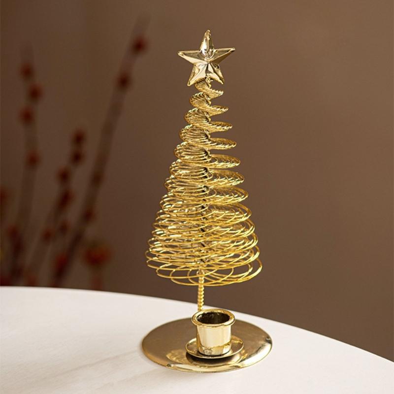 3 Pack Metal Christmas Candleholder Pine Tree Shape Candelabra Seasonal Centerpieces Decors For Dining Room Fireplaces
