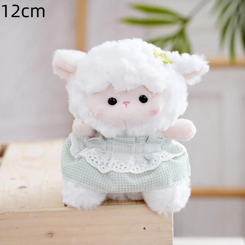 Soft Fluffy Sheep Stuffed Keychain Lovely Lace Skirt Animal Pendant for Kids Purse Accessory Party Gifts